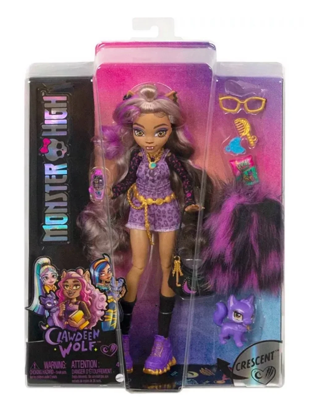 monster high Clawdeen Wolf Doll with Pink & Purple Fashion